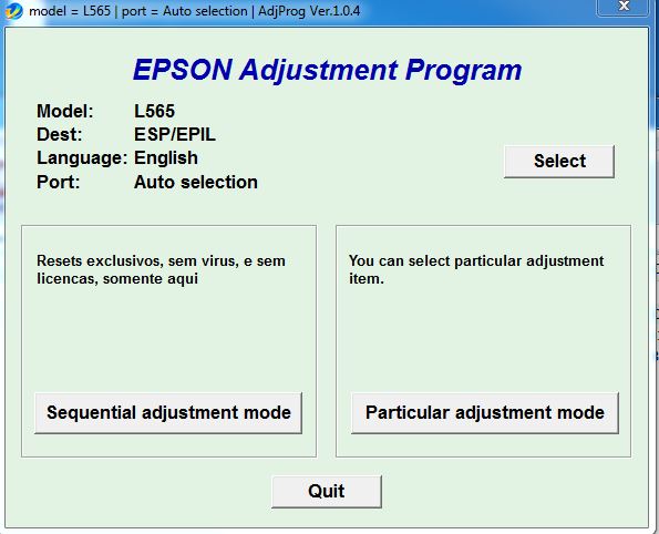 Epson L565 resetter softwear adjustment program free download 100% working rar