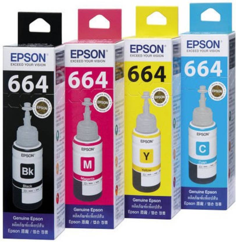 Epson Original Epson Ink All Colors (T6641-B,T6642-C,T6643-M,T6644-Y) 70 Ml Multi Color Ink Cartridge  (Black, Magenta, Yellow, Cyan)